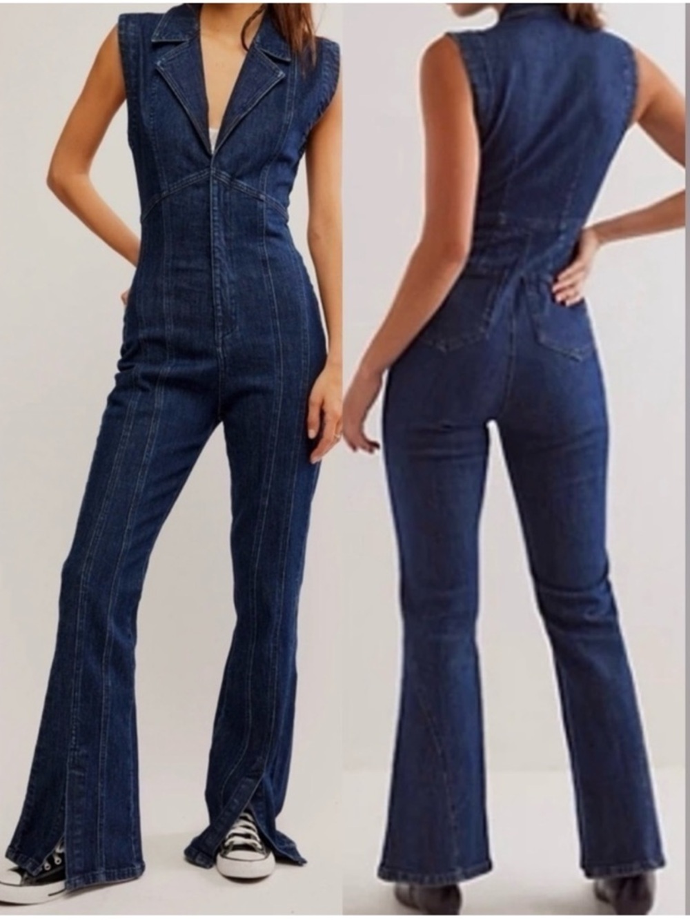 Free People We The Free CRVY Ring The Alarm Denim Jumpsuit NWT